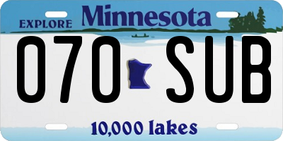MN license plate 070SUB