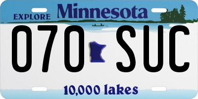 MN license plate 070SUC