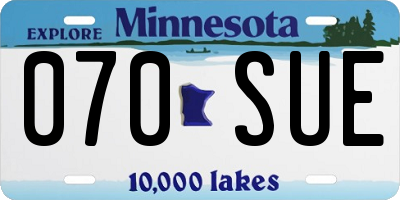 MN license plate 070SUE