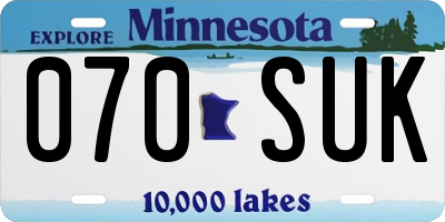 MN license plate 070SUK