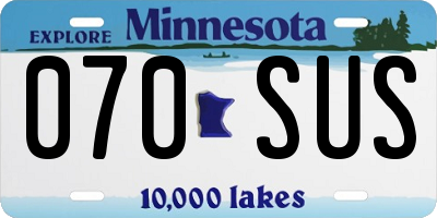 MN license plate 070SUS