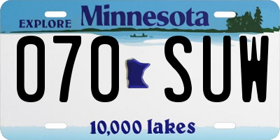MN license plate 070SUW