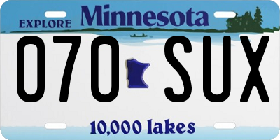 MN license plate 070SUX