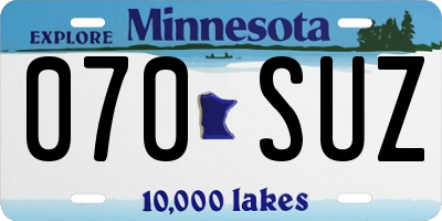 MN license plate 070SUZ