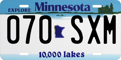 MN license plate 070SXM