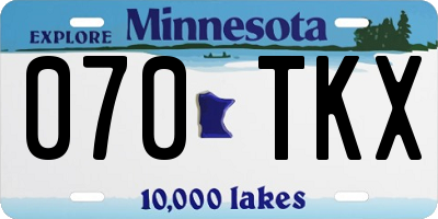 MN license plate 070TKX