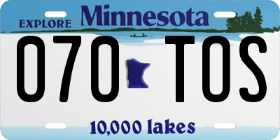 MN license plate 070TOS