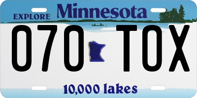 MN license plate 070TOX