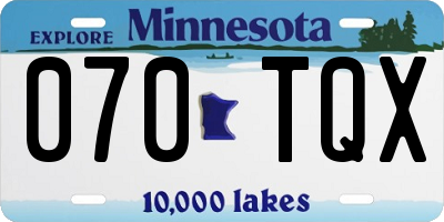MN license plate 070TQX