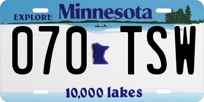 MN license plate 070TSW
