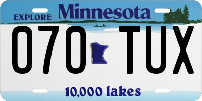 MN license plate 070TUX