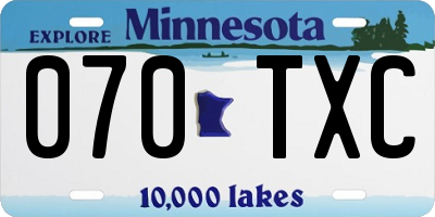 MN license plate 070TXC