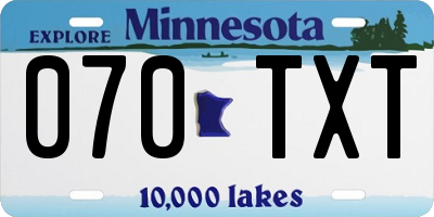 MN license plate 070TXT