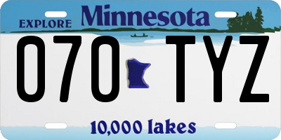 MN license plate 070TYZ