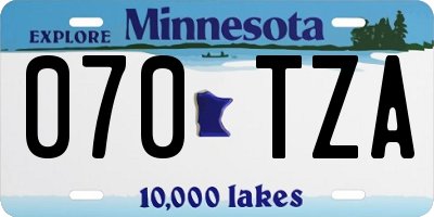 MN license plate 070TZA