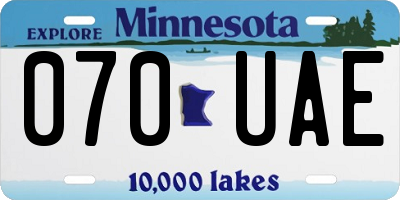 MN license plate 070UAE