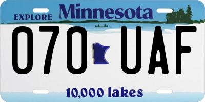 MN license plate 070UAF