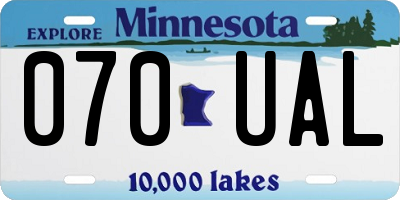 MN license plate 070UAL