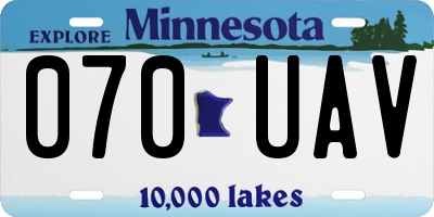 MN license plate 070UAV