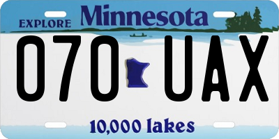 MN license plate 070UAX