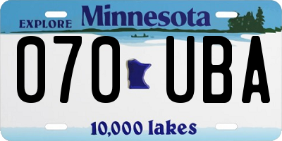 MN license plate 070UBA