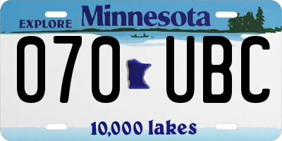 MN license plate 070UBC