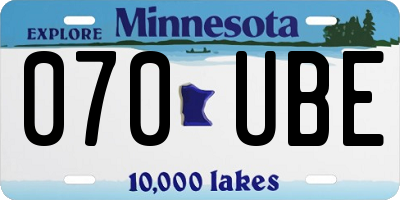 MN license plate 070UBE