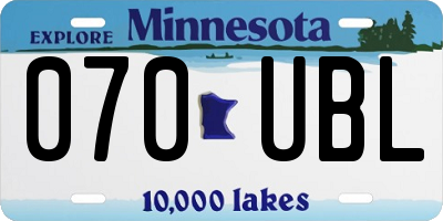 MN license plate 070UBL