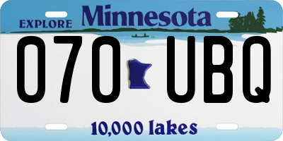 MN license plate 070UBQ