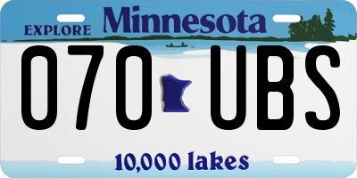 MN license plate 070UBS