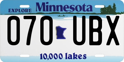 MN license plate 070UBX