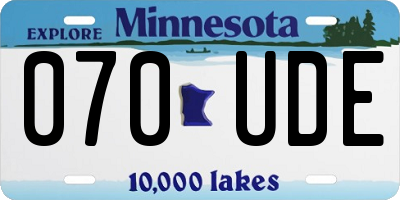 MN license plate 070UDE