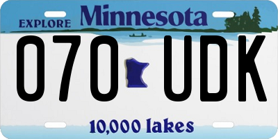 MN license plate 070UDK