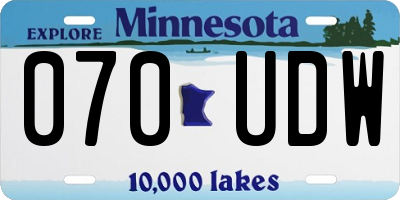 MN license plate 070UDW