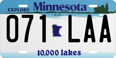 MN license plate 071LAA