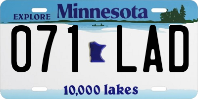 MN license plate 071LAD