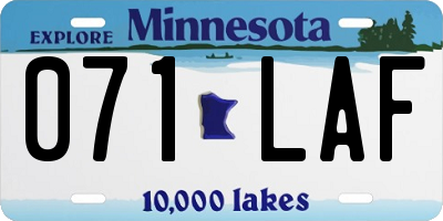 MN license plate 071LAF