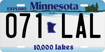 MN license plate 071LAL