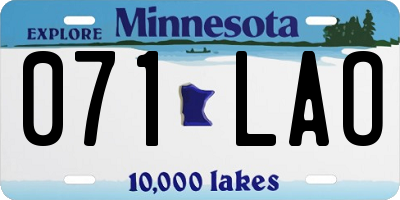 MN license plate 071LAO