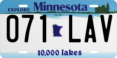 MN license plate 071LAV
