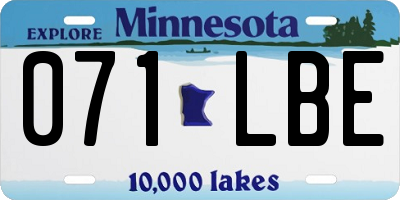 MN license plate 071LBE