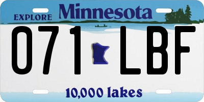 MN license plate 071LBF