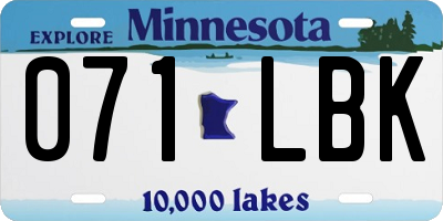 MN license plate 071LBK