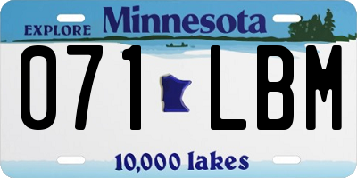 MN license plate 071LBM