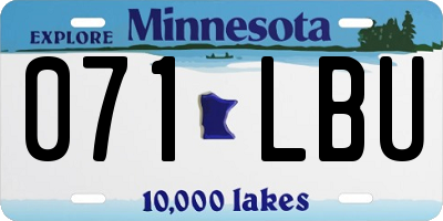 MN license plate 071LBU