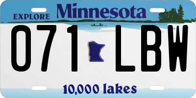 MN license plate 071LBW