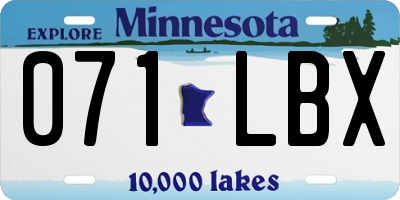 MN license plate 071LBX
