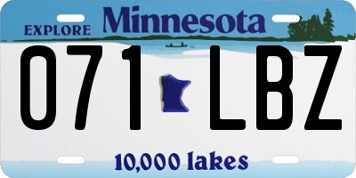 MN license plate 071LBZ