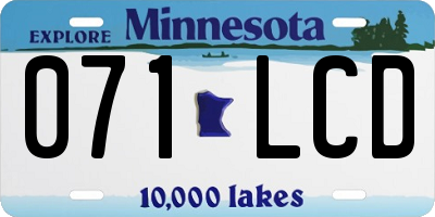 MN license plate 071LCD
