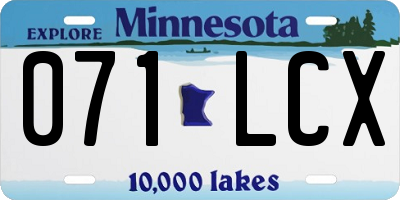 MN license plate 071LCX